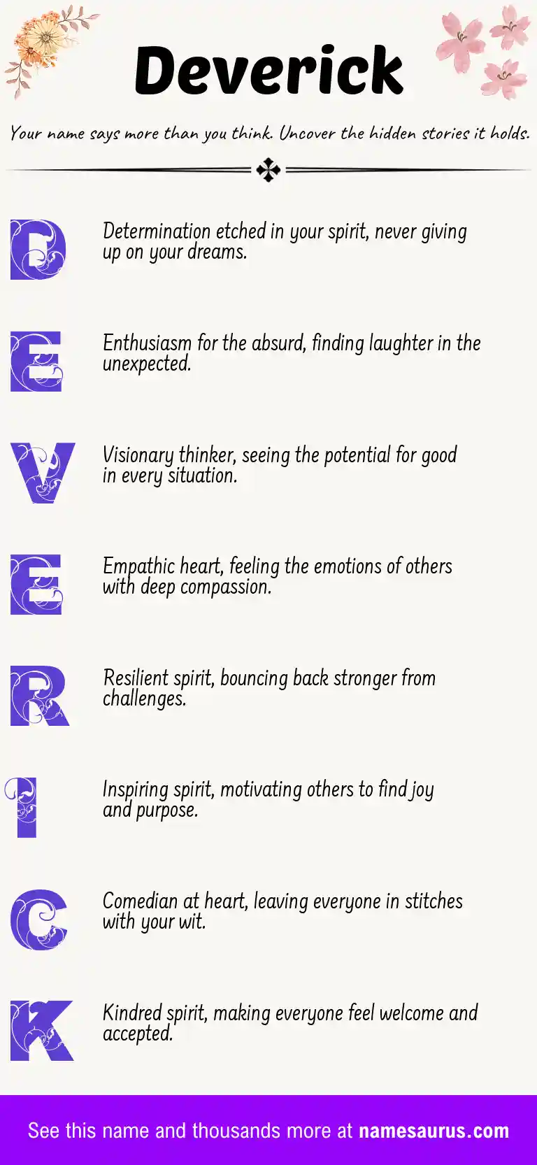 Acrostic poem about Deverick.