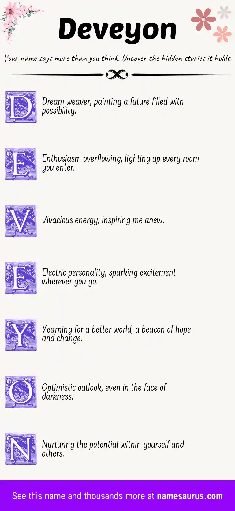 Acrostic poem about Deveyon.