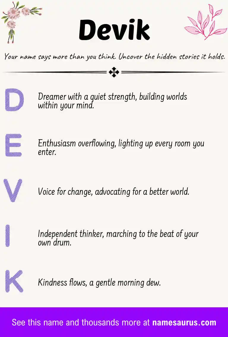 Acrostic poem about Devik.