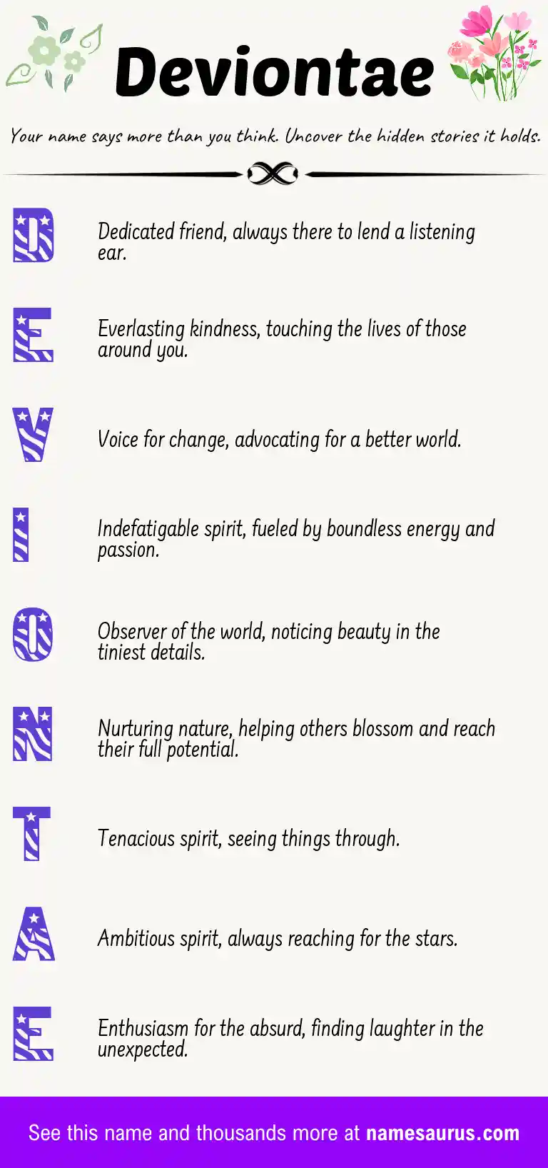 Acrostic poem about Deviontae.