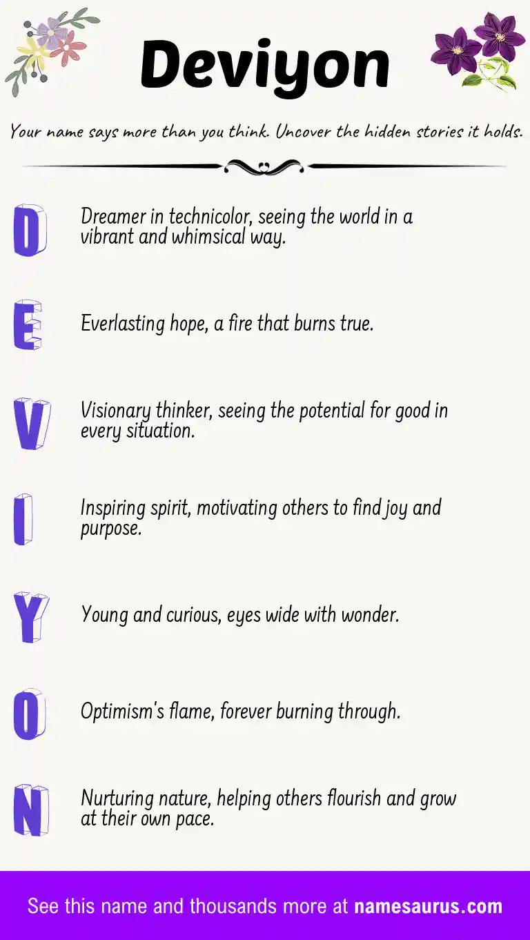 Acrostic poem about Deviyon.