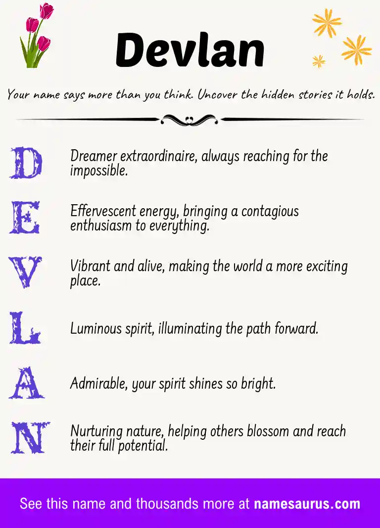Acrostic poem about Devlan.