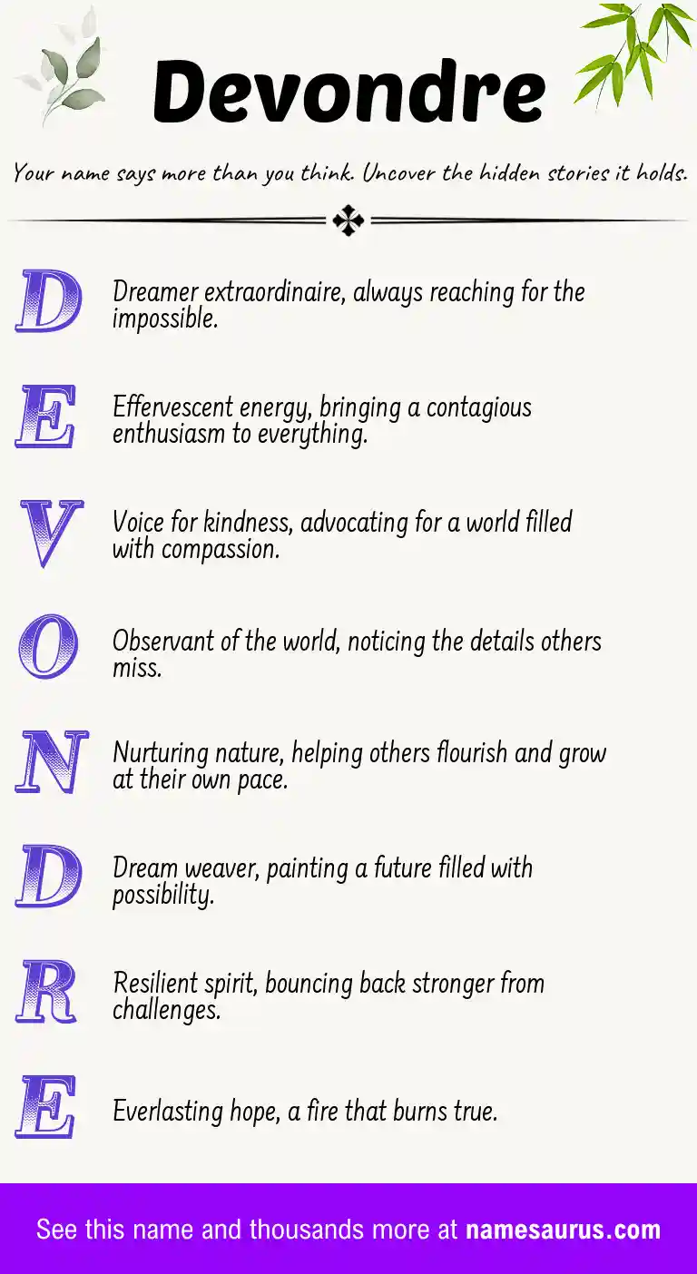 Acrostic poem about Devondre.