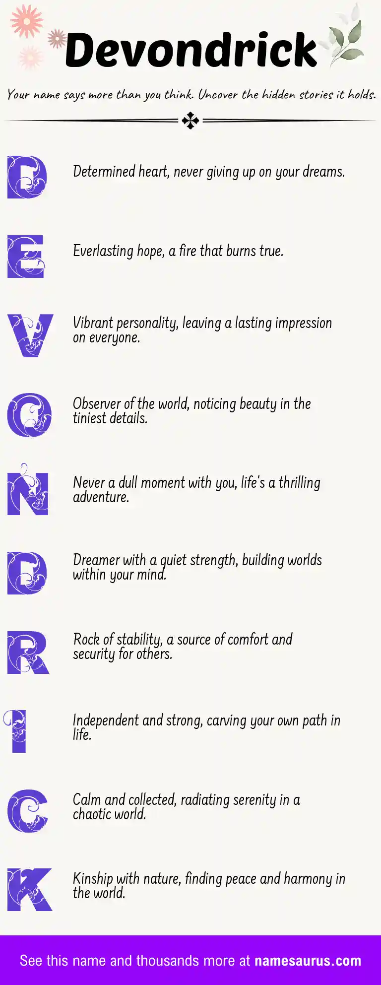 Acrostic poem about Devondrick.