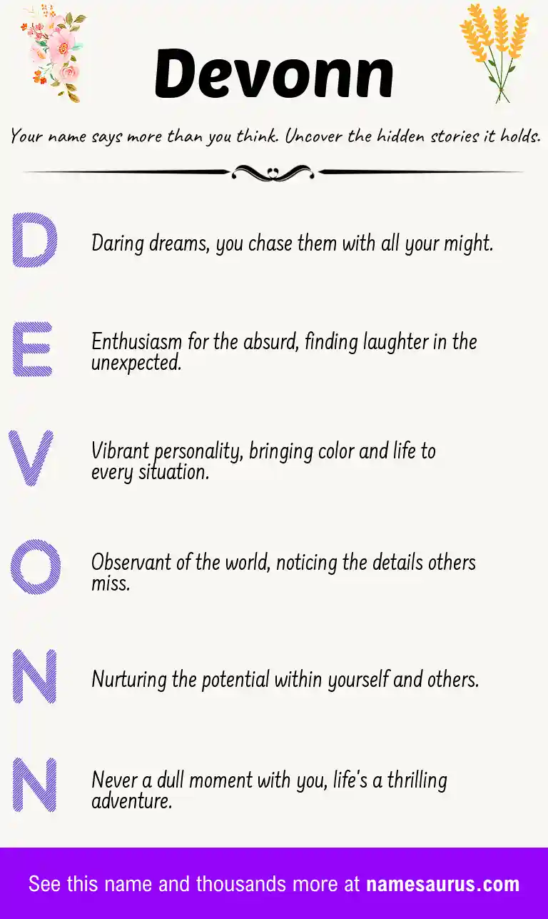 Acrostic poem about Devonn.