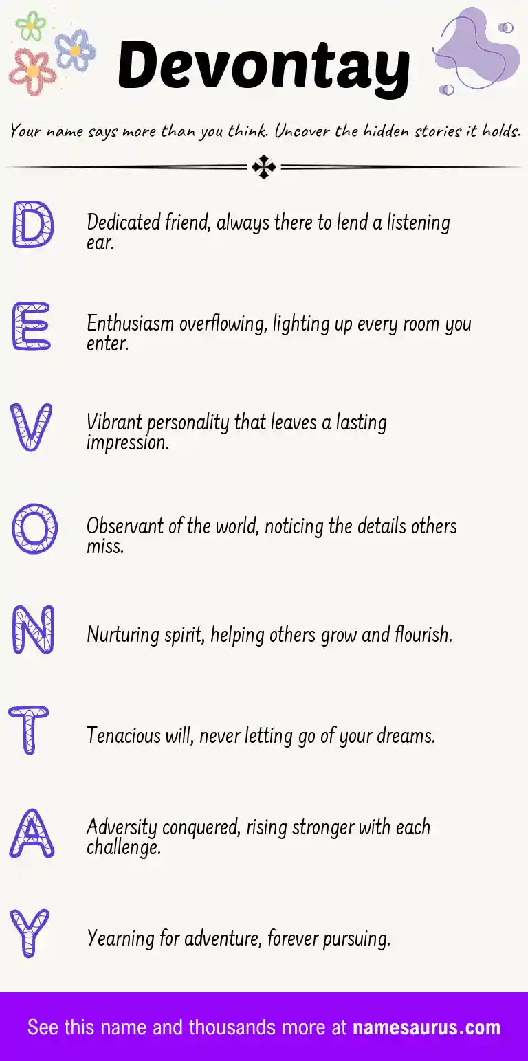 Acrostic poem about Devontay.
