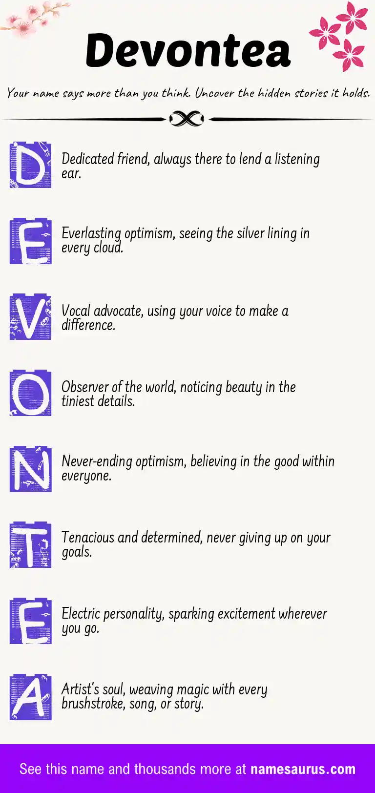 Acrostic poem about Devontea.