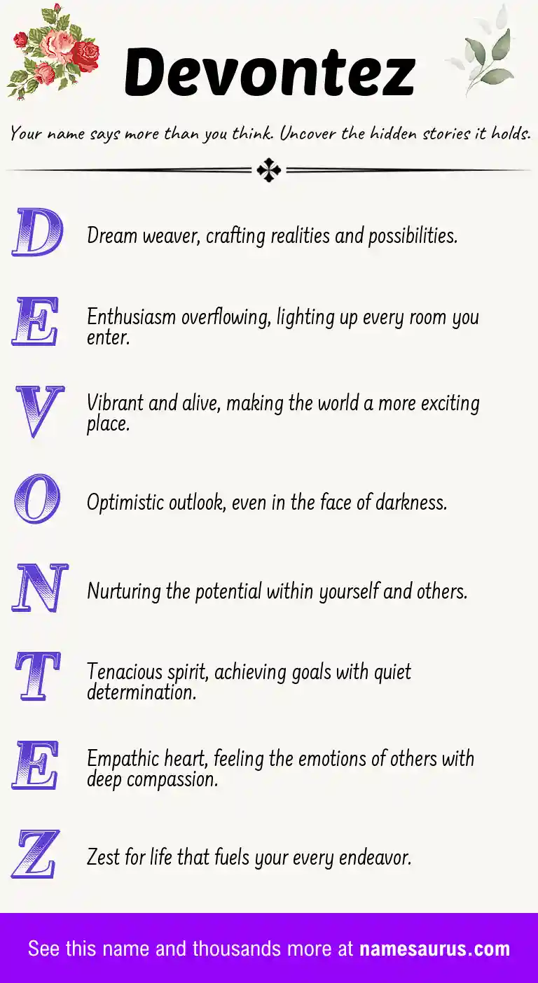 Acrostic poem about Devontez.