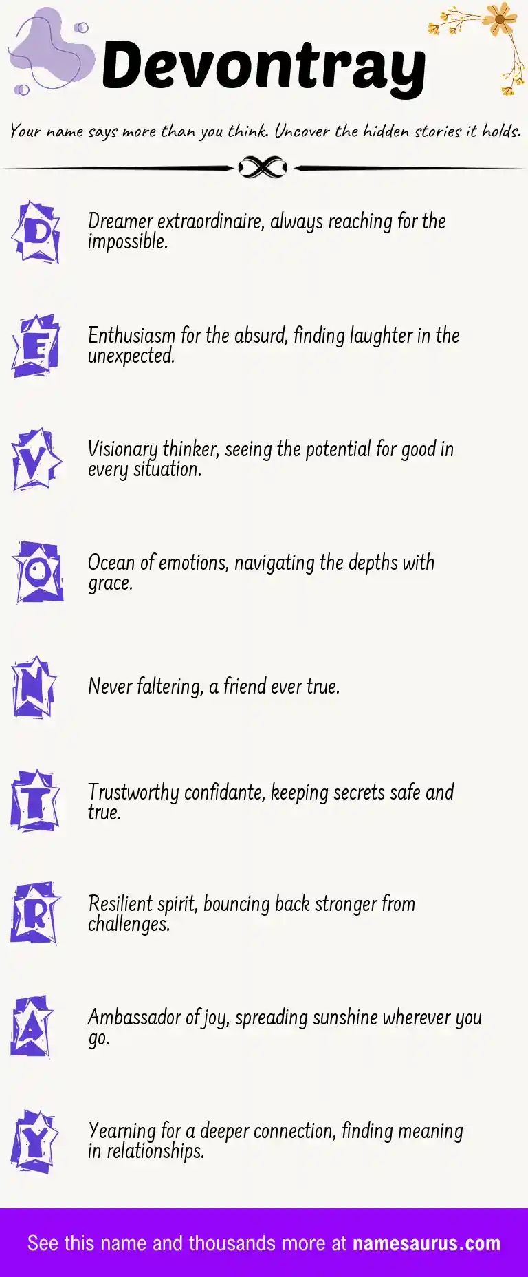 Acrostic poem about Devontray.