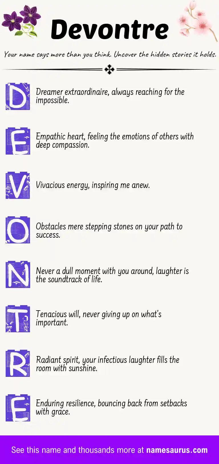Acrostic poem about Devontre.