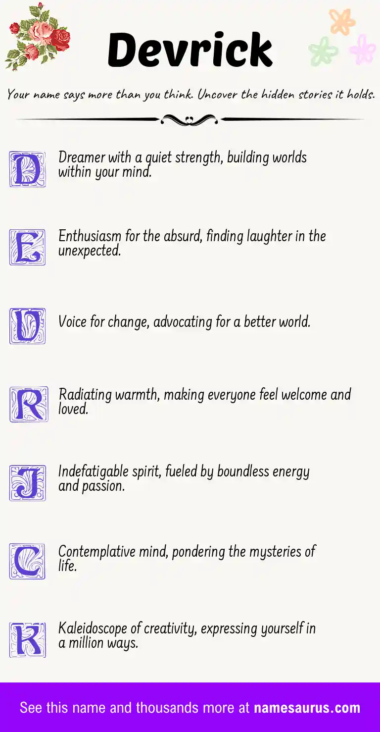 Acrostic poem about Devrick.