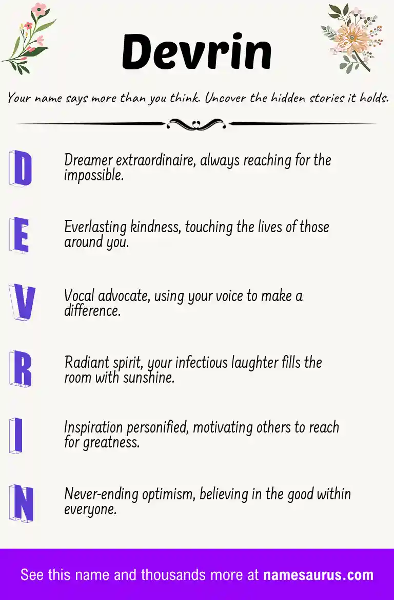 Acrostic poem about Devrin.