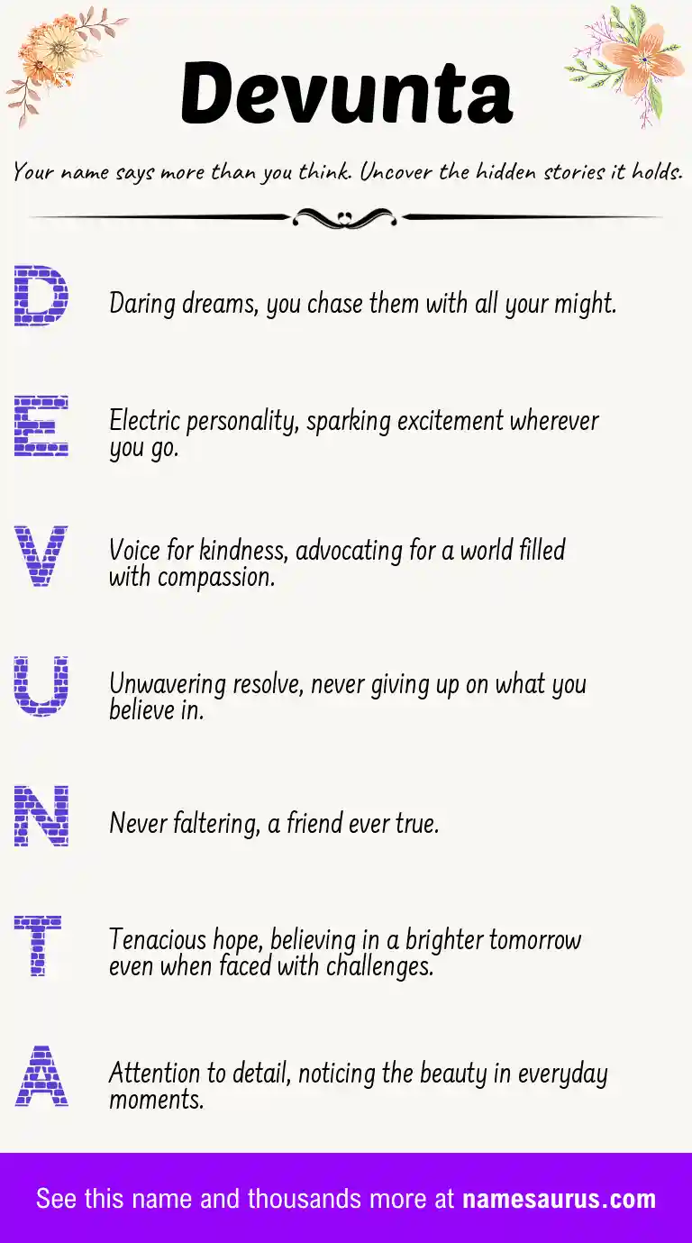 Acrostic poem about Devunta.