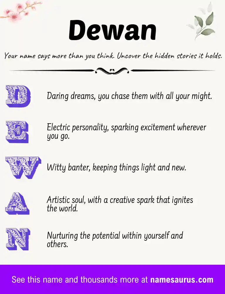 Acrostic poem about Dewan.