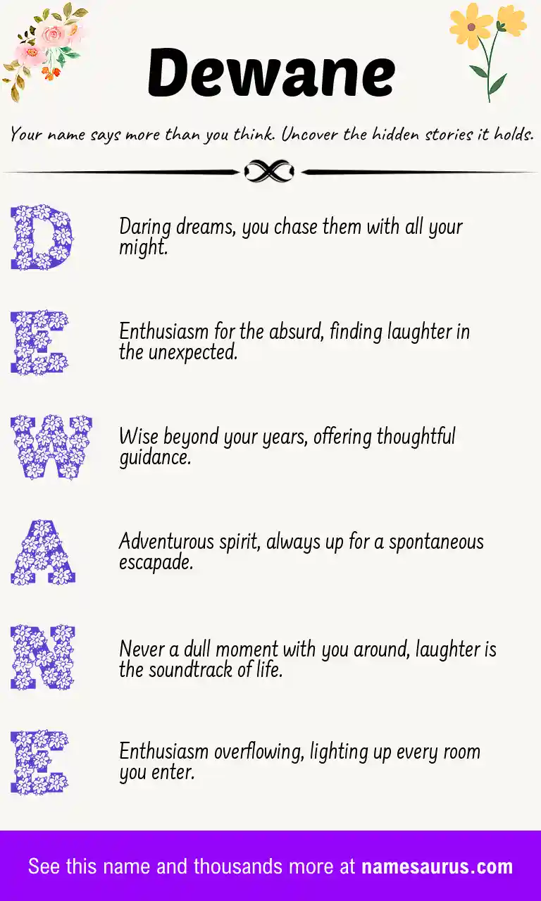 Acrostic poem about Dewane.