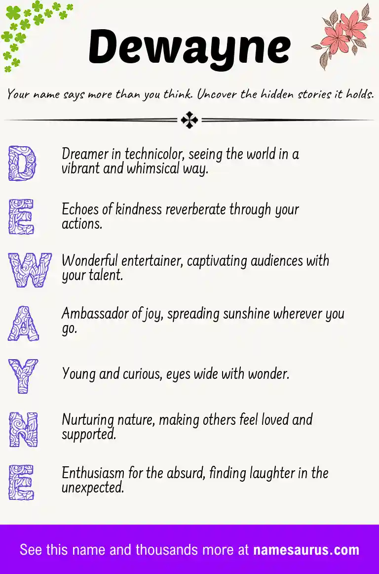Acrostic poem about Dewayne.