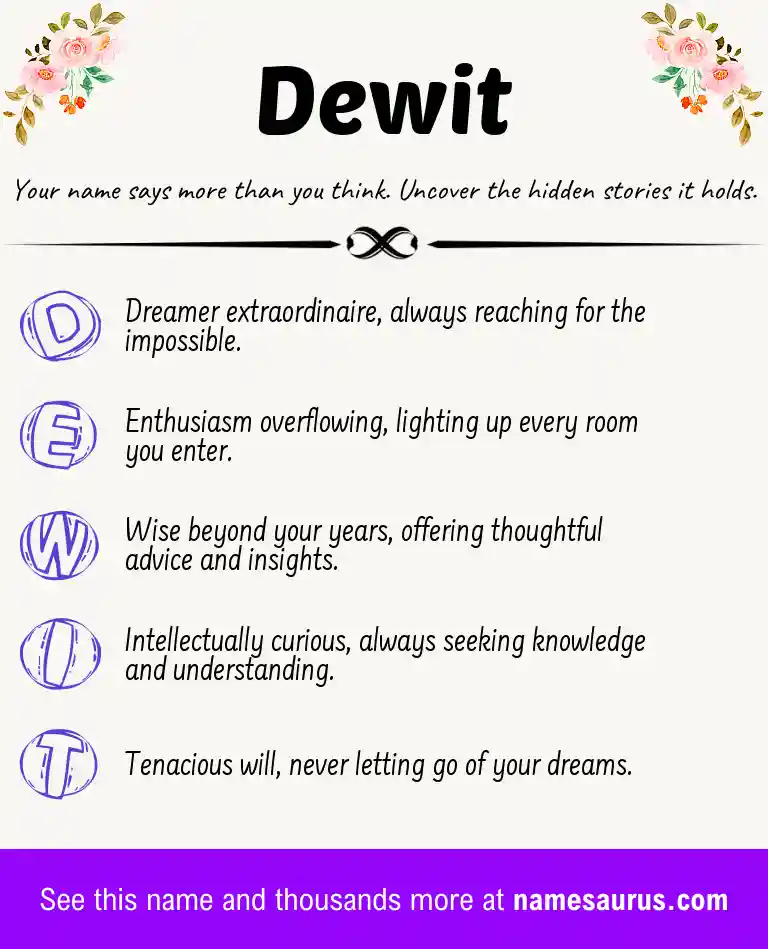 Acrostic poem about Dewit.