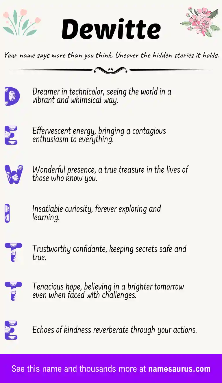 Acrostic poem about Dewitte.