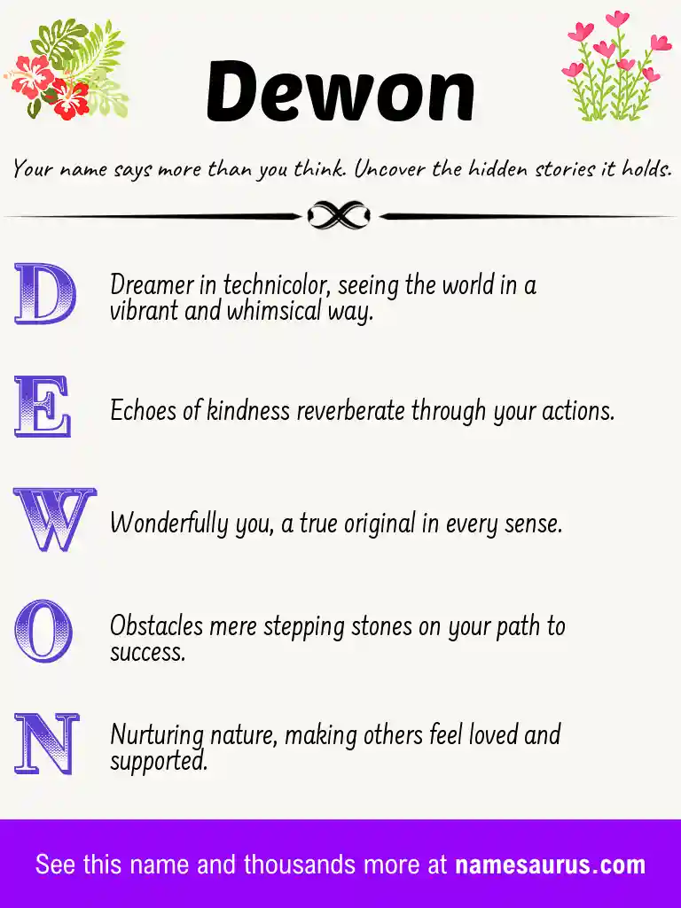 Acrostic poem about Dewon.
