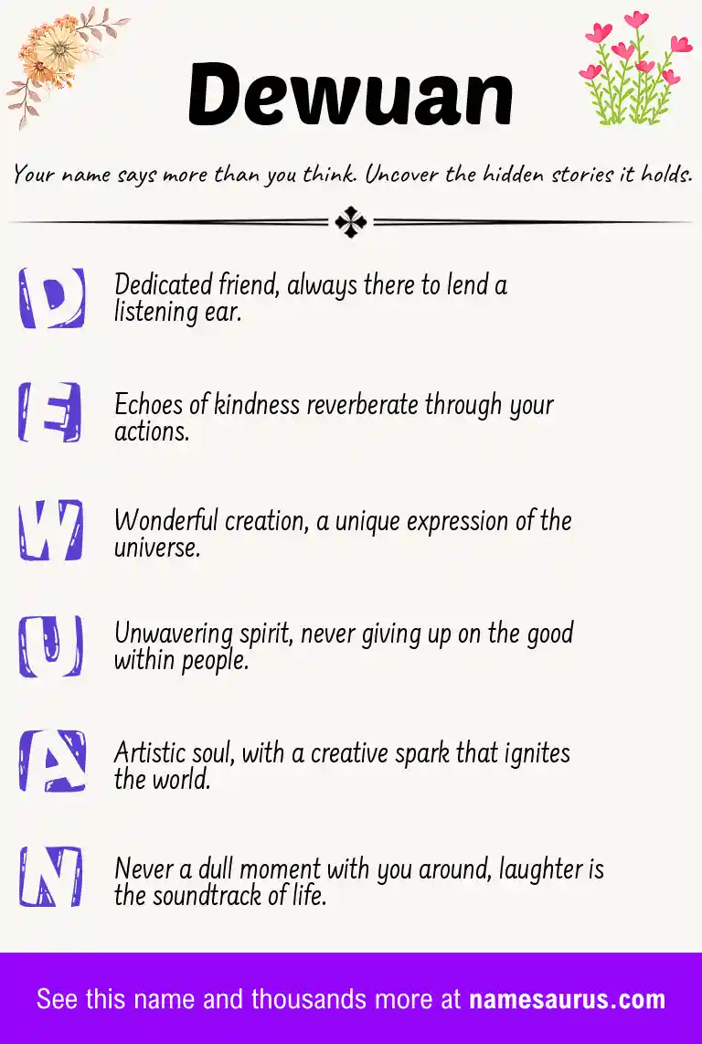 Acrostic poem about Dewuan.