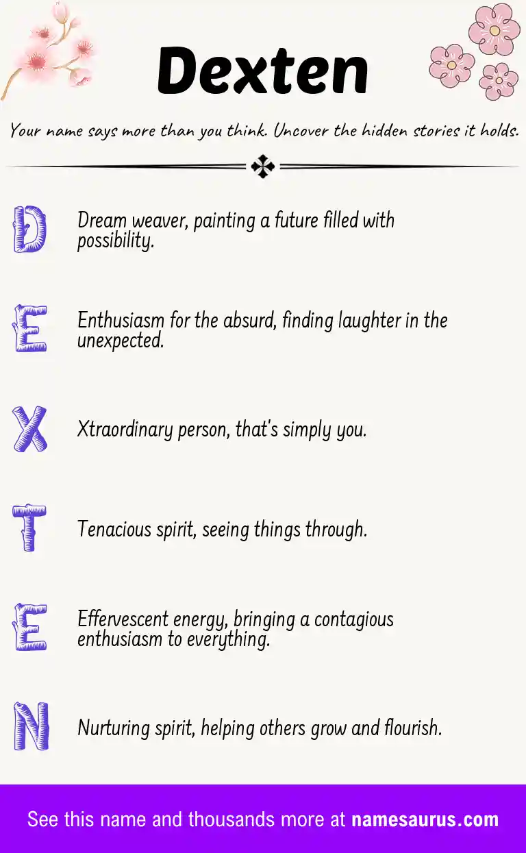 Acrostic poem about Dexten.