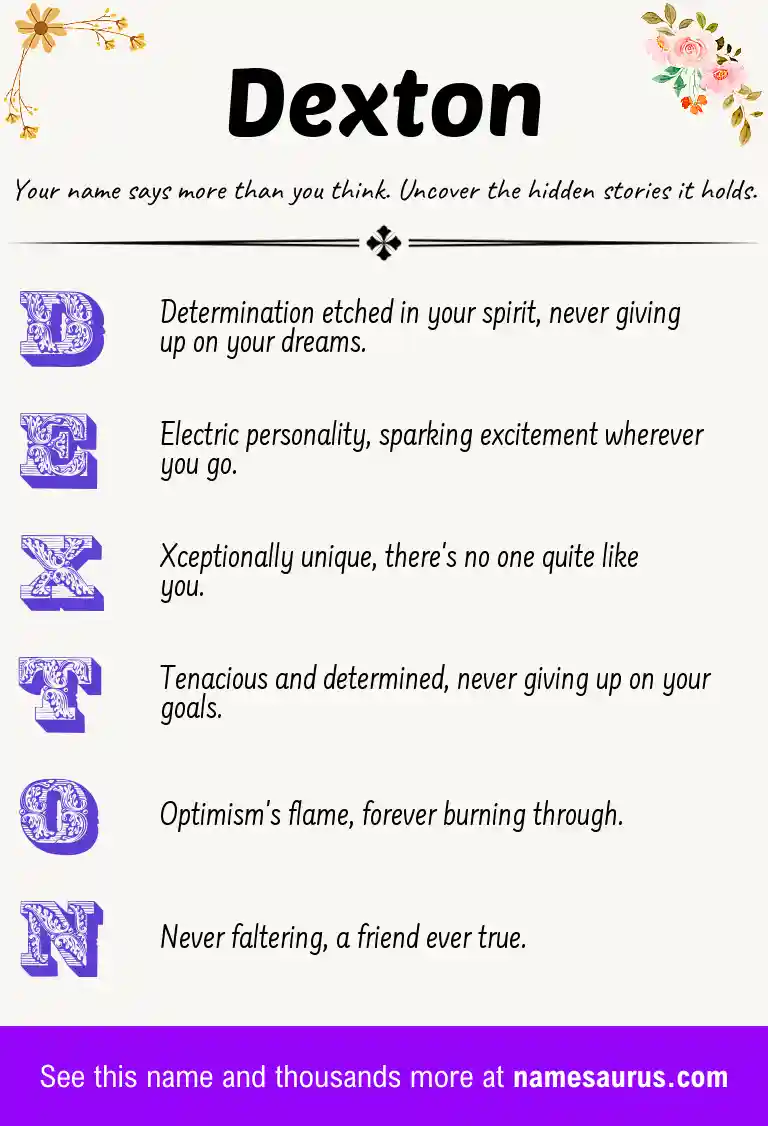 Acrostic poem about Dexton.