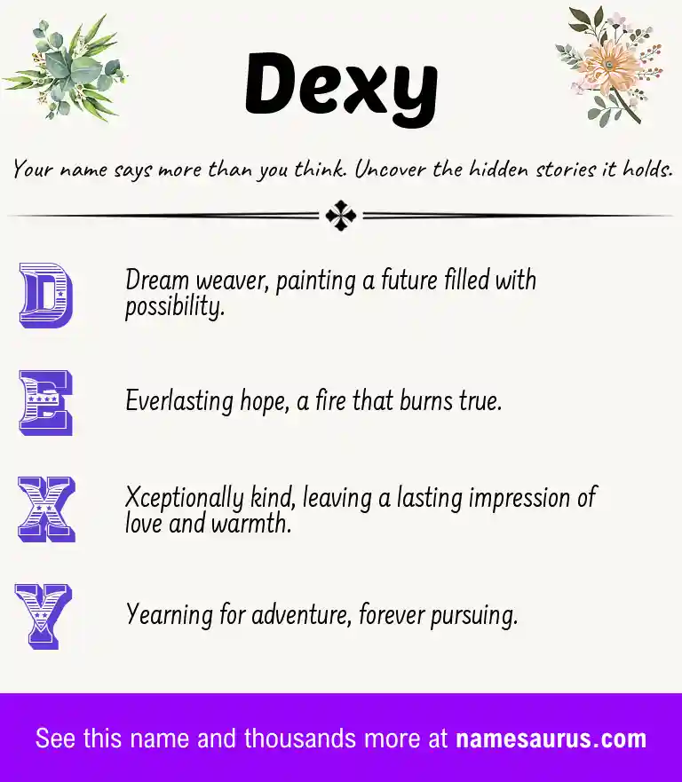 Acrostic poem about Dexy.