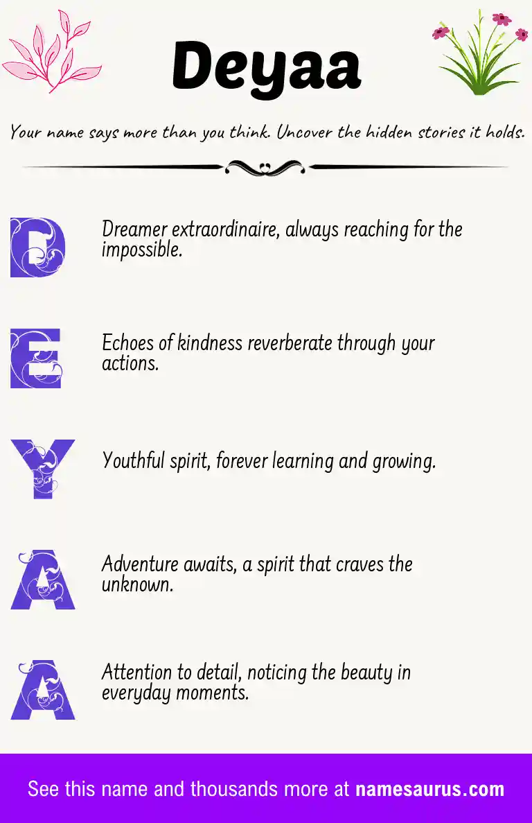 Acrostic poem about Deyaa.