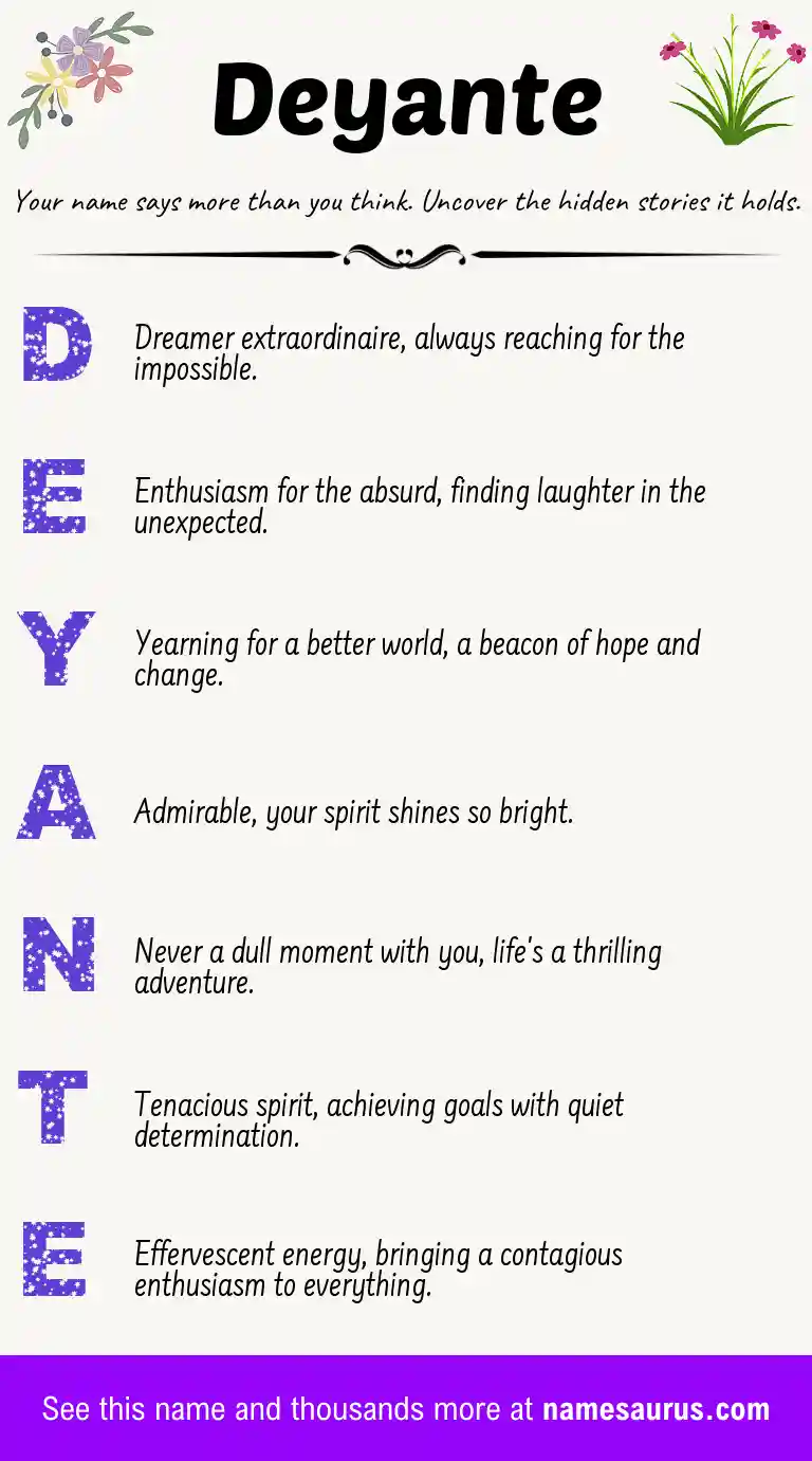 Acrostic poem about Deyante.