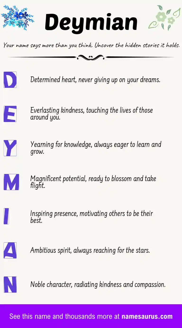 Acrostic poem about Deymian.