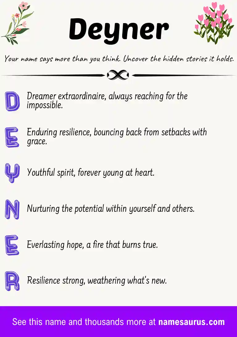 Acrostic poem about Deyner.