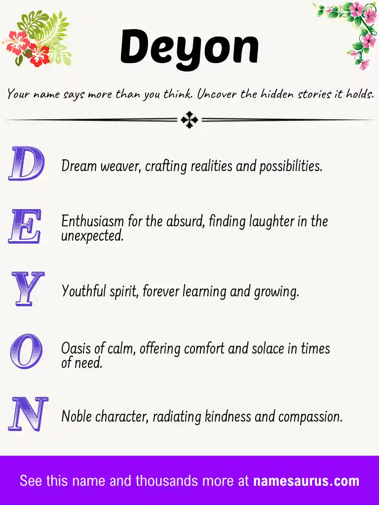Acrostic poem about Deyon.