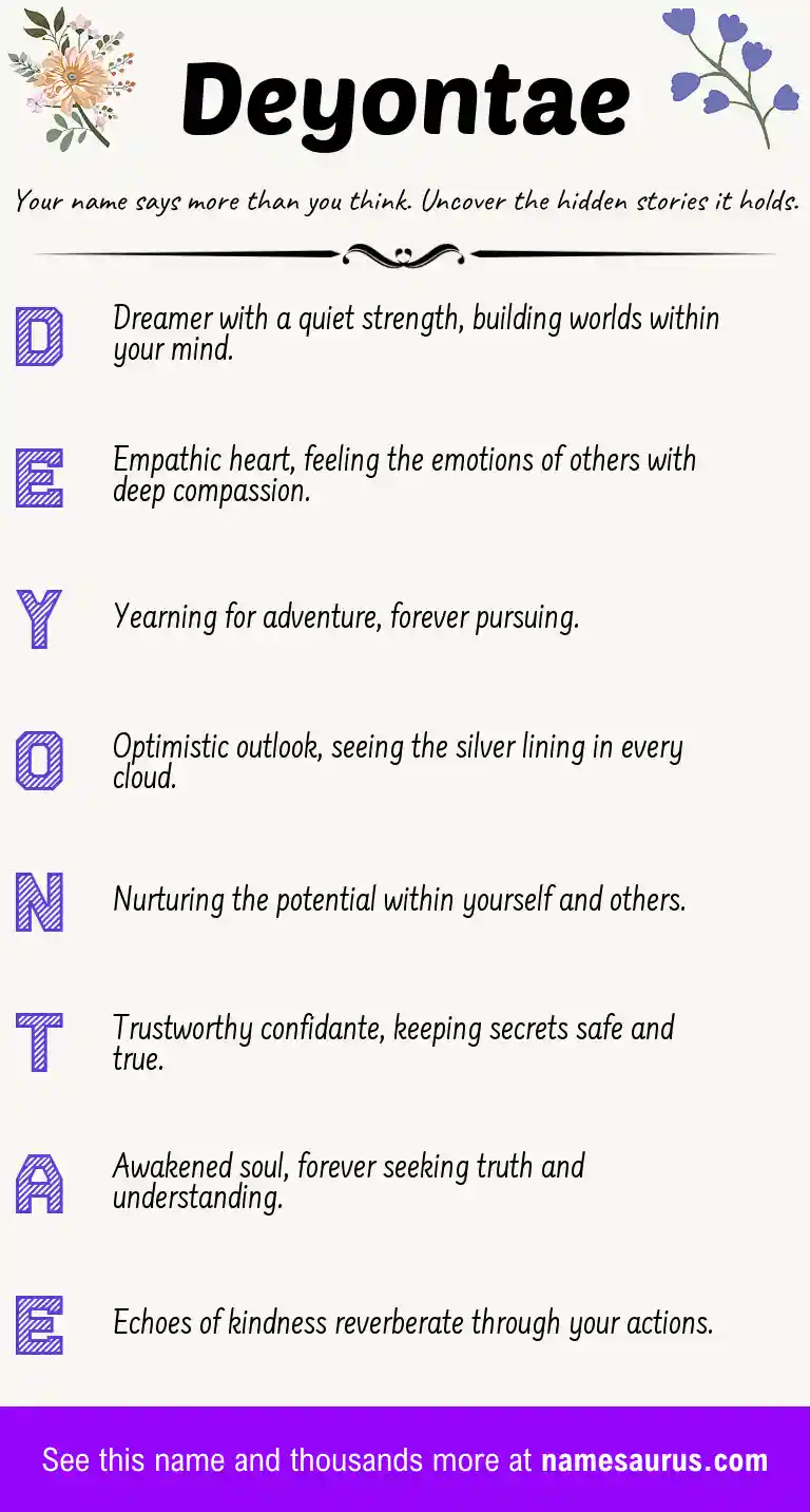 Acrostic poem about Deyontae.
