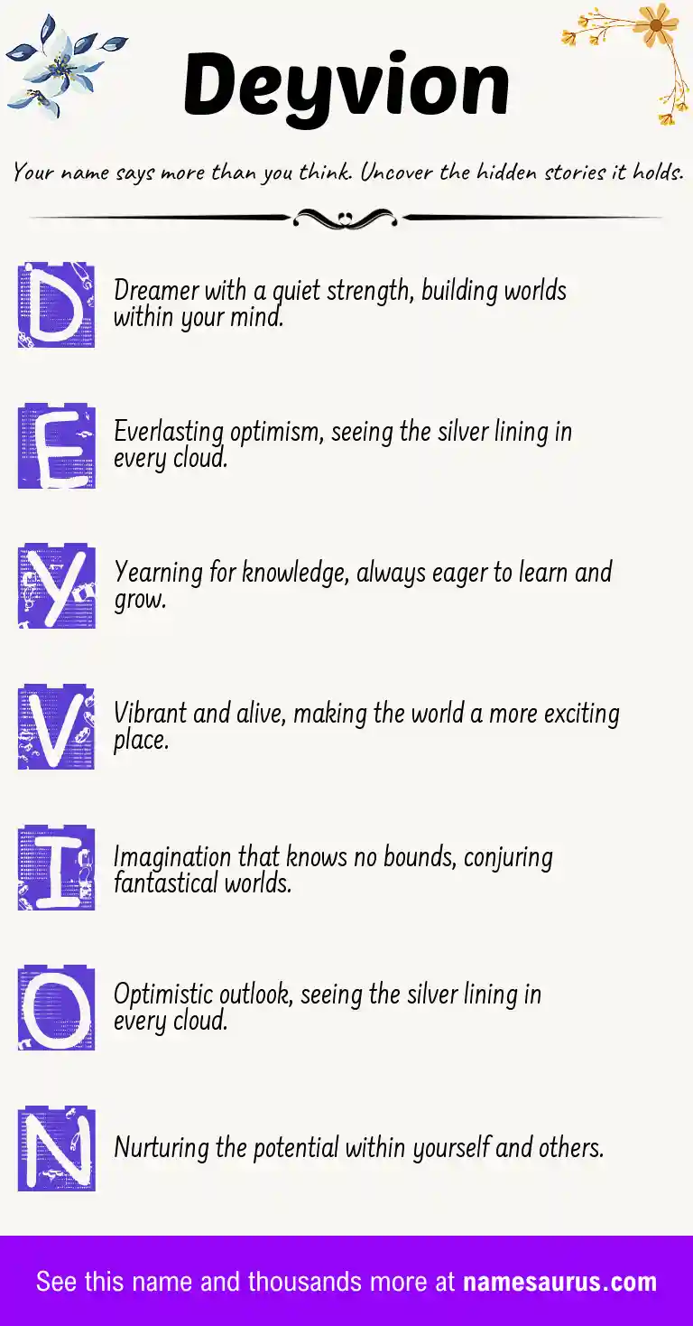 Acrostic poem about Deyvion.
