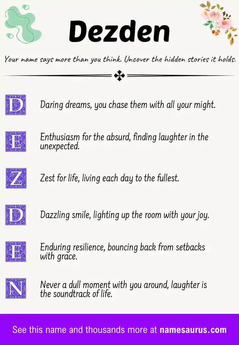 Acrostic poem about Dezden.