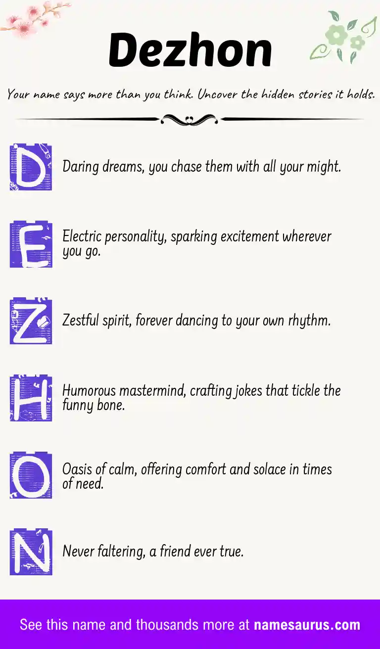 Acrostic poem about Dezhon.