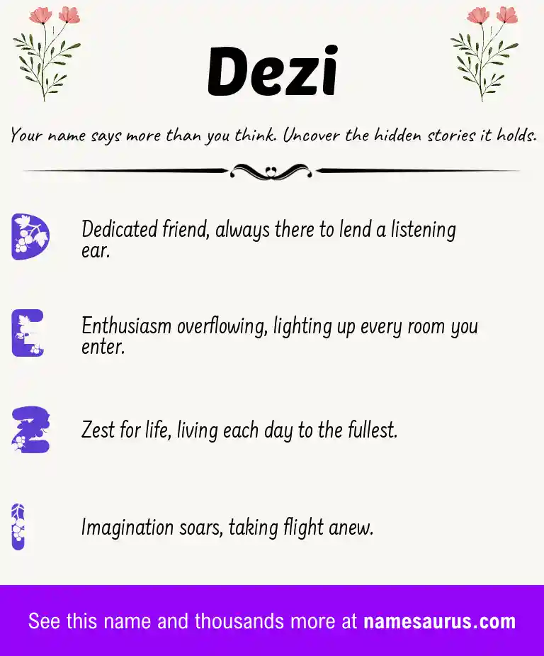 Acrostic poem about Dezi.