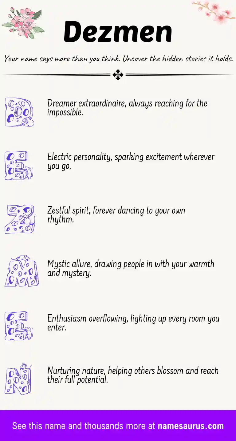 Acrostic poem about Dezmen.