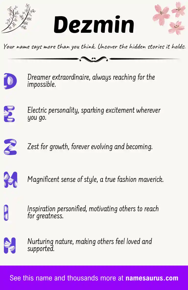 Acrostic poem about Dezmin.