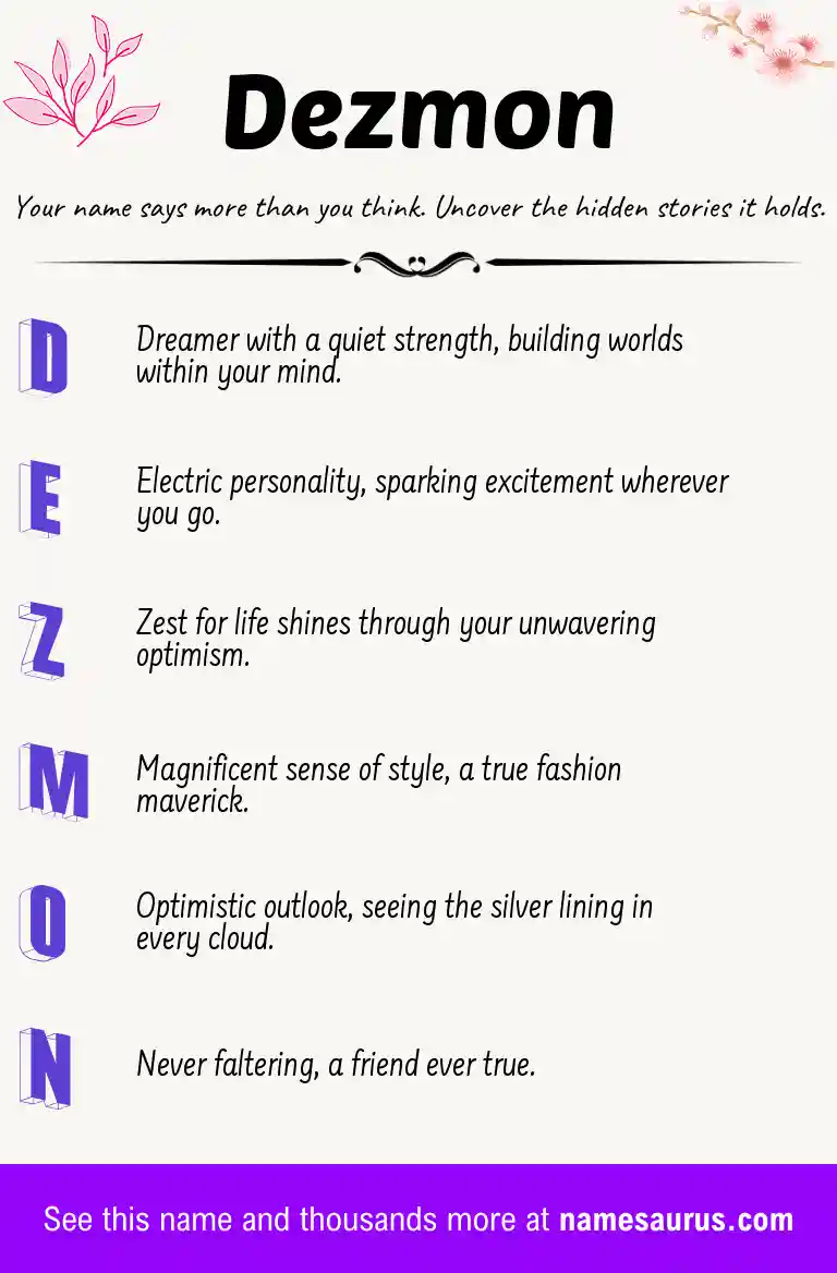 Acrostic poem about Dezmon.