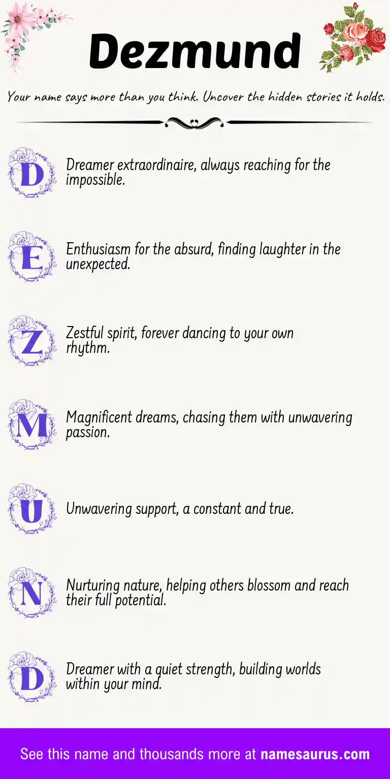 Acrostic poem about Dezmund.