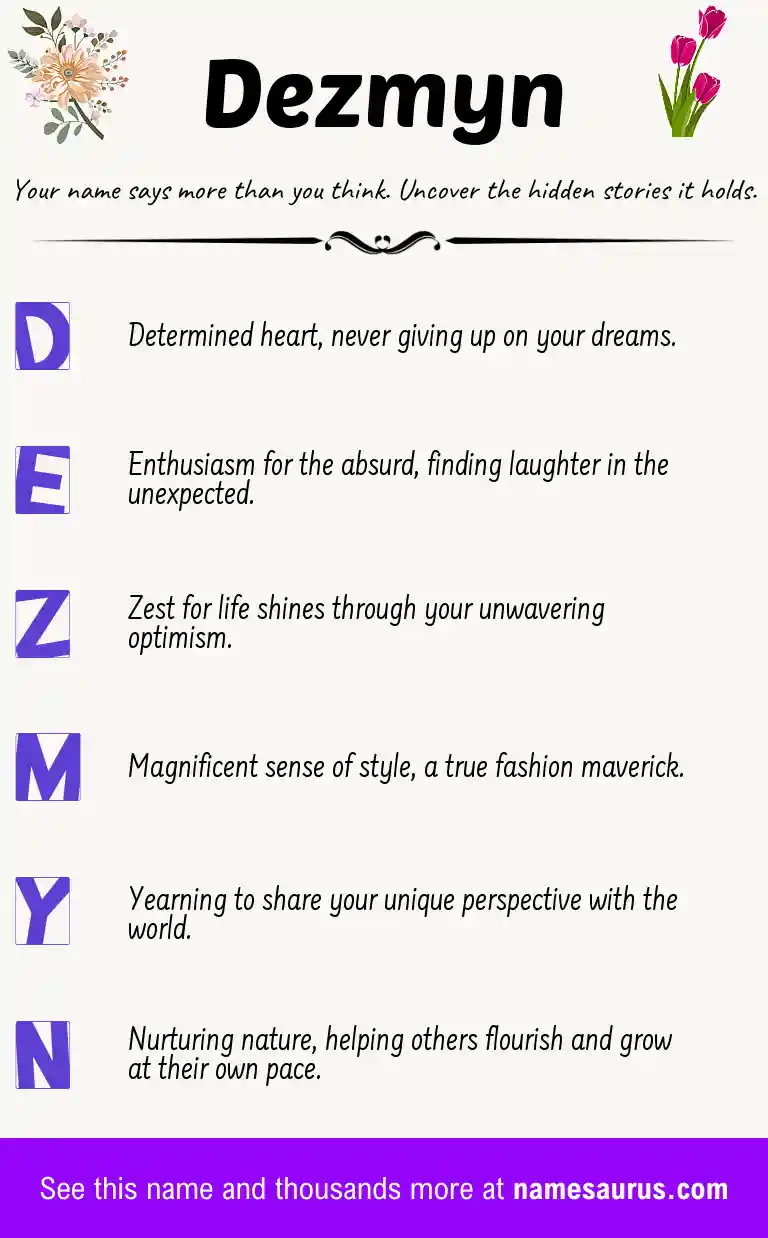 Acrostic poem about Dezmyn.