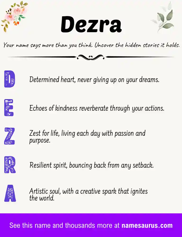 Acrostic poem about Dezra.