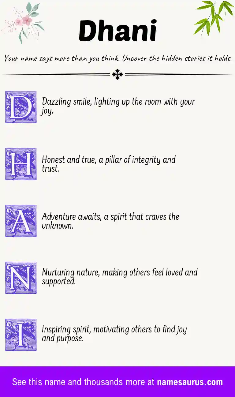 Acrostic poem about Dhani.