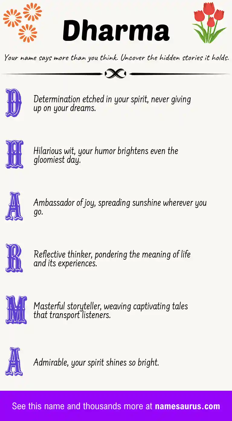 Acrostic poem about Dharma.