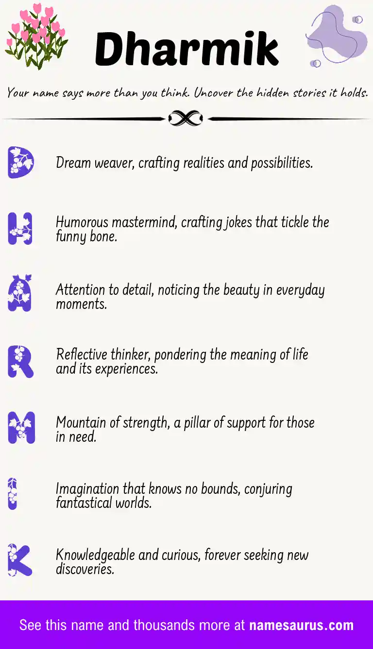 Acrostic poem about Dharmik.