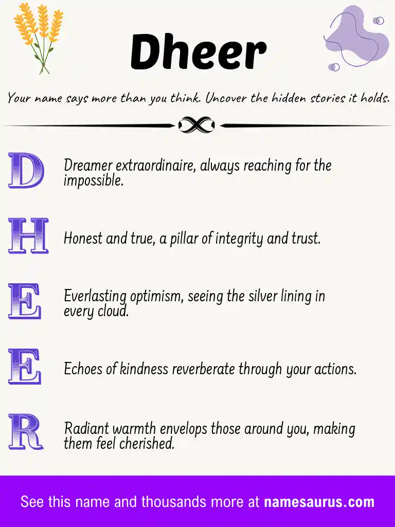 Acrostic poem about Dheer.