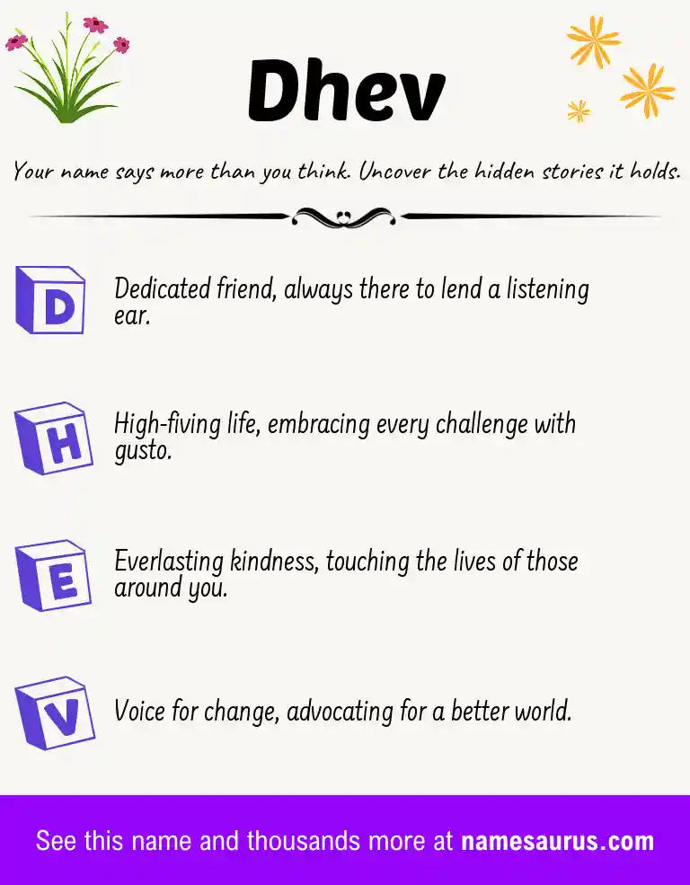 Acrostic poem about Dhev.