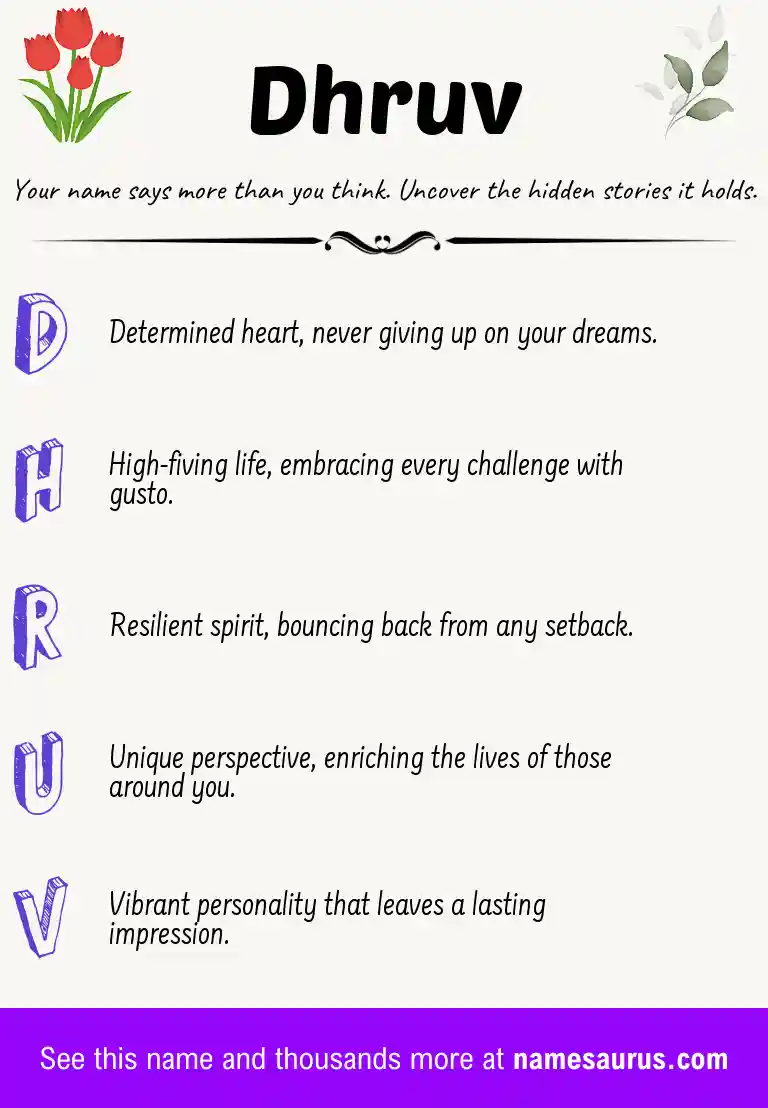 Acrostic poem about Dhruv.