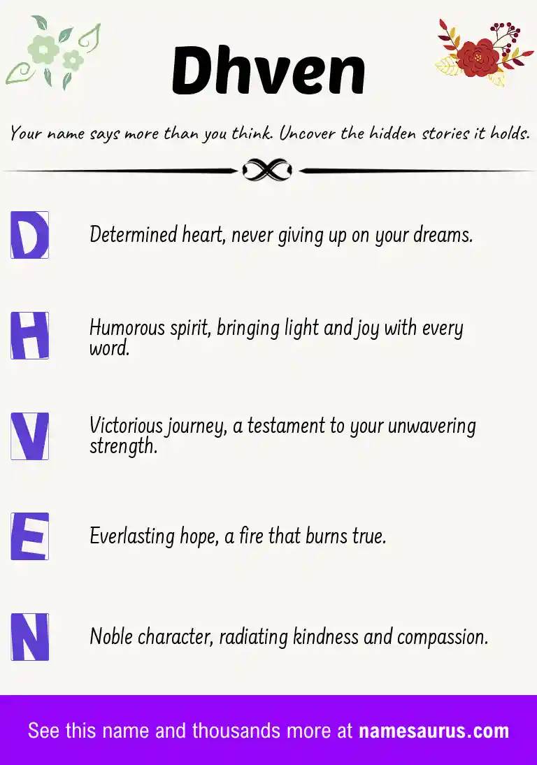Acrostic poem about Dhven.